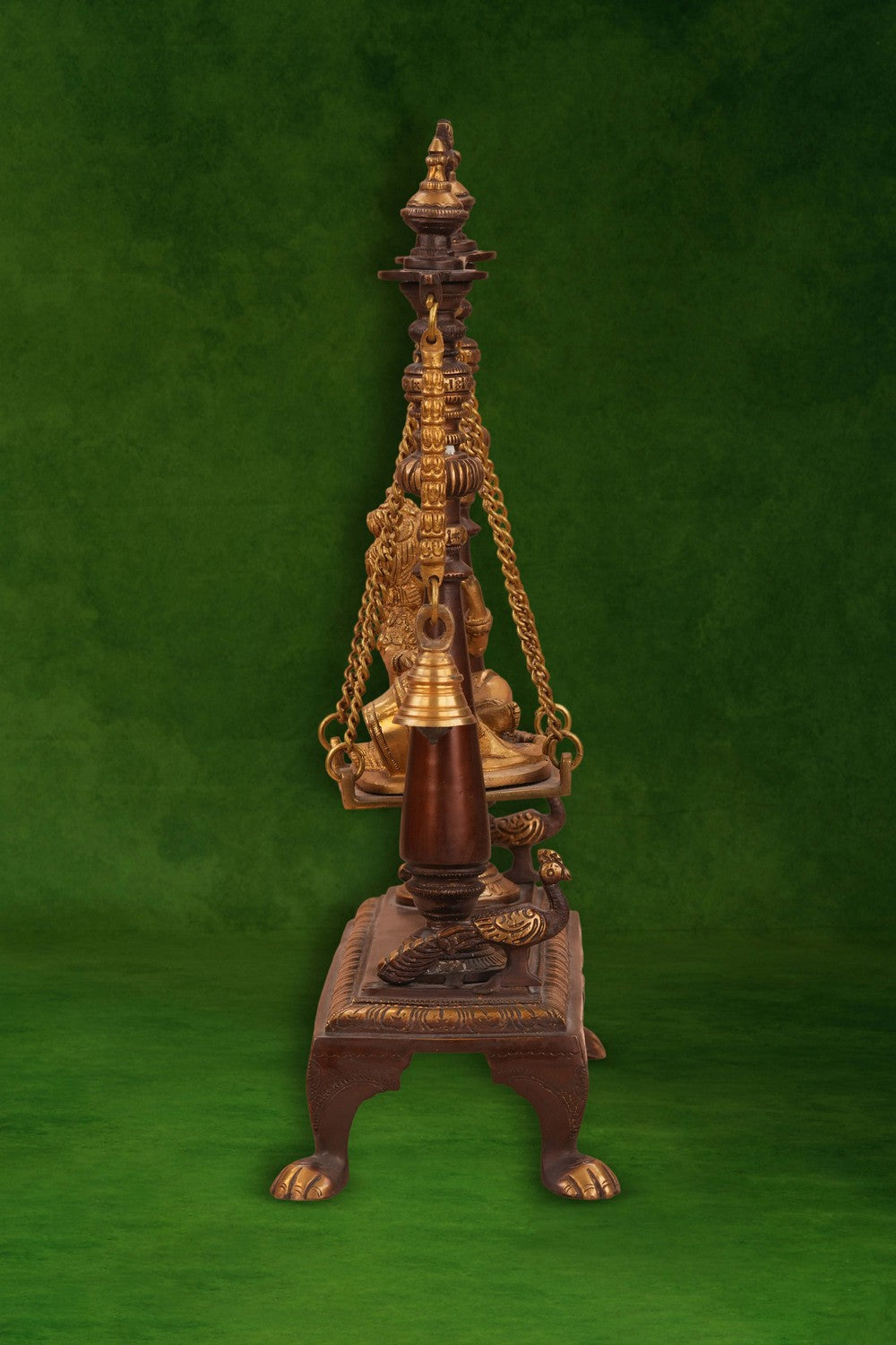 Image of Brass Makhan Chor Bal Krishna on a swing idol