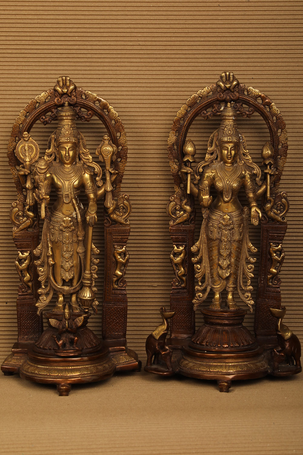 Collection of Lord Vishnu & Goddess Lakshmi Brass Status 2 pic set in a gallery layout