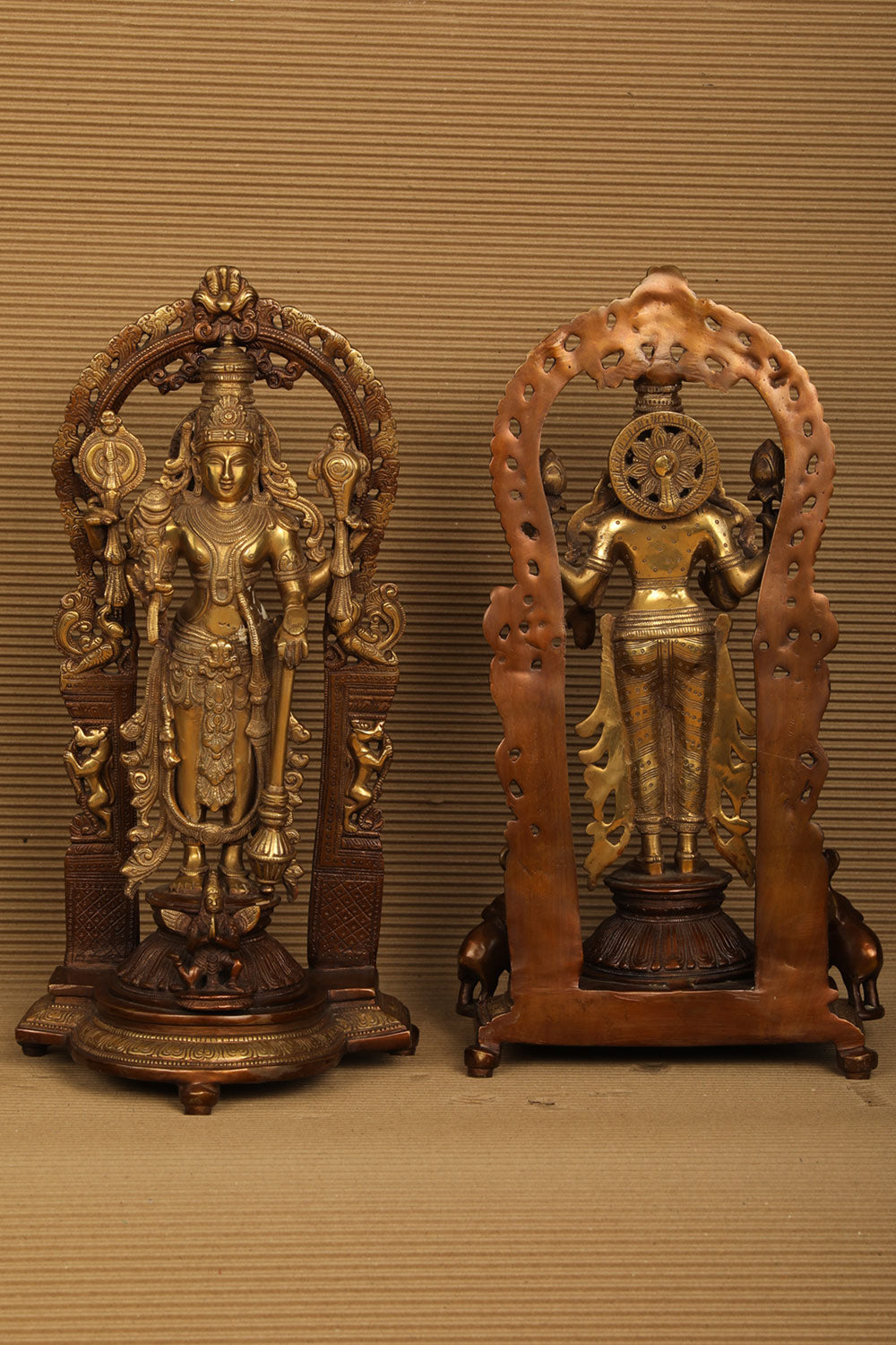 Collection of Lord Vishnu & Goddess Lakshmi Brass Status 2 pic set in a gallery layout