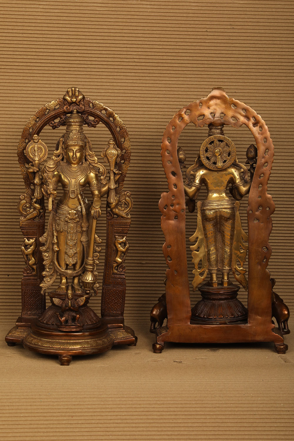 Image of Lord Vishnu & Goddess Lakshmi Brass Status 2 pic set
