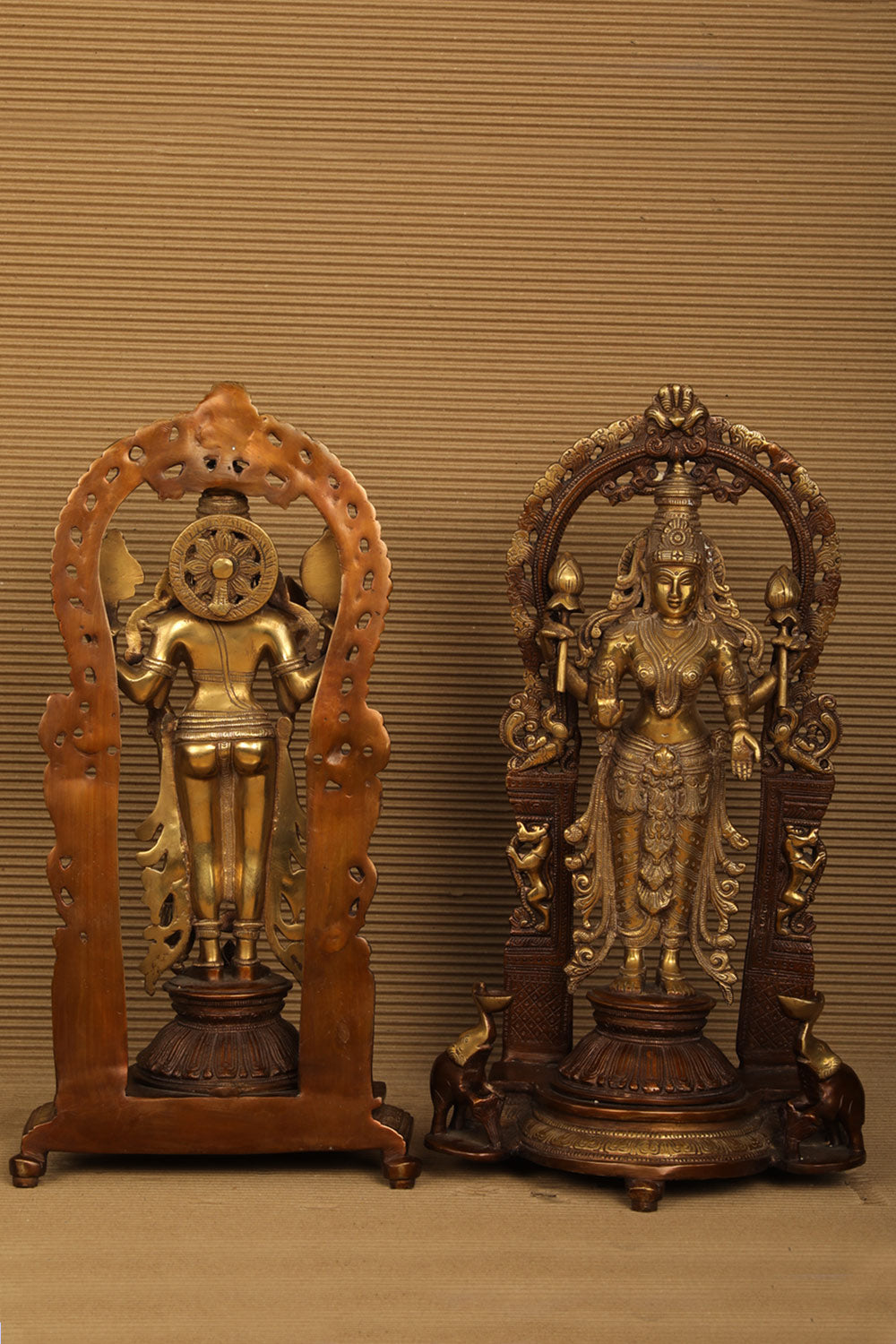 Collection of Lord Vishnu & Goddess Lakshmi Brass Status 2 pic set in a gallery layout