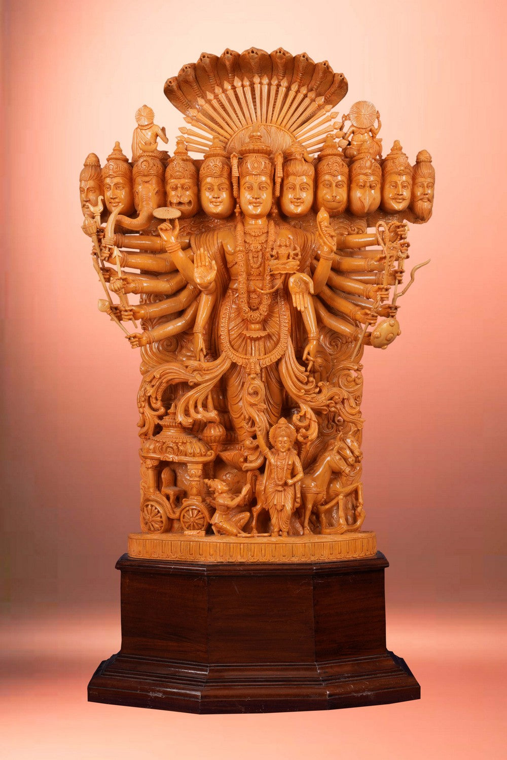 Image of Cedar Wood Carving Vishwaroopam Ananthasayana Statue