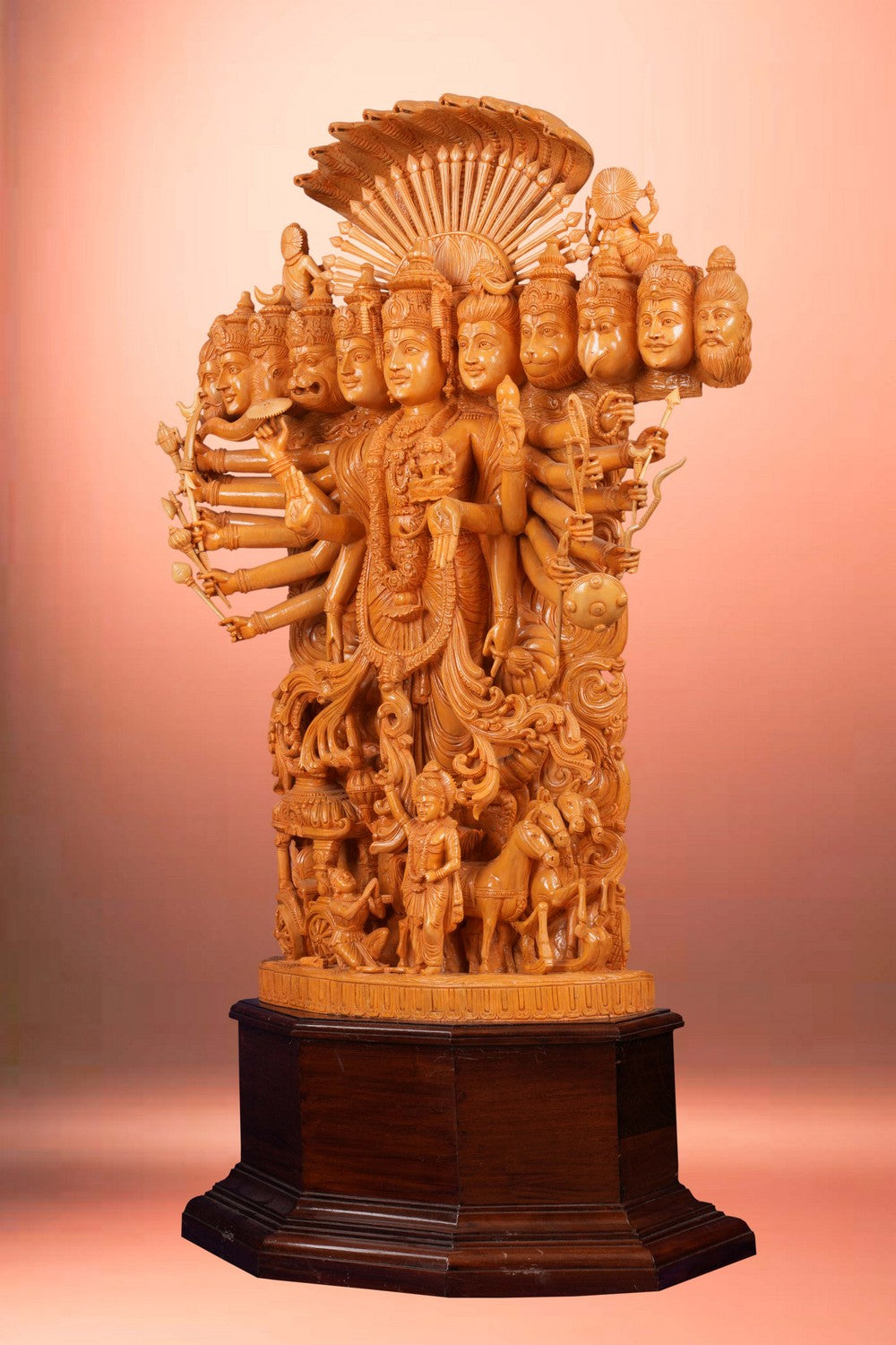 Image of Cedar Wood Carving Vishwaroopam Ananthasayana Statue