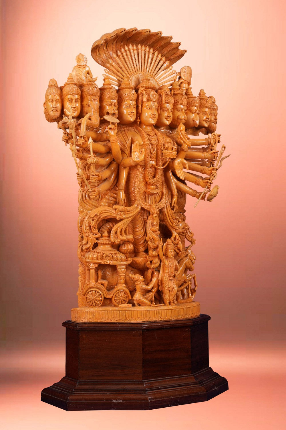Image of Cedar Wood Carving Vishwaroopam Ananthasayana Statue