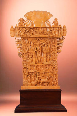 Image of Cedar Wood Carving Vishwaroopam Ananthasayana Statue