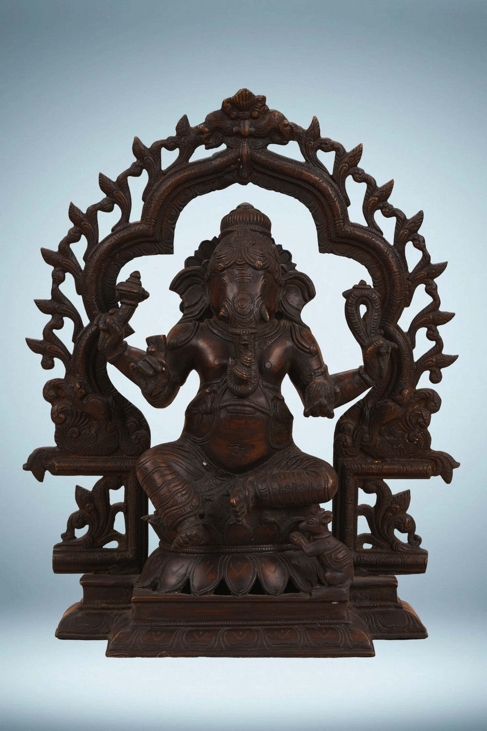 Image of Brass Lord Ganesh Idol With Temple Arch
