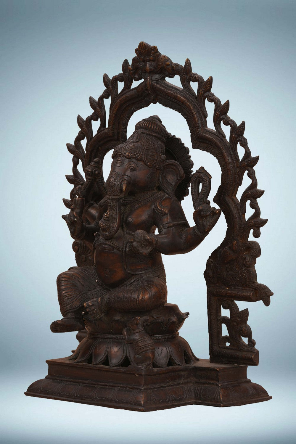 Image of Brass Lord Ganesh Idol With Temple Arch