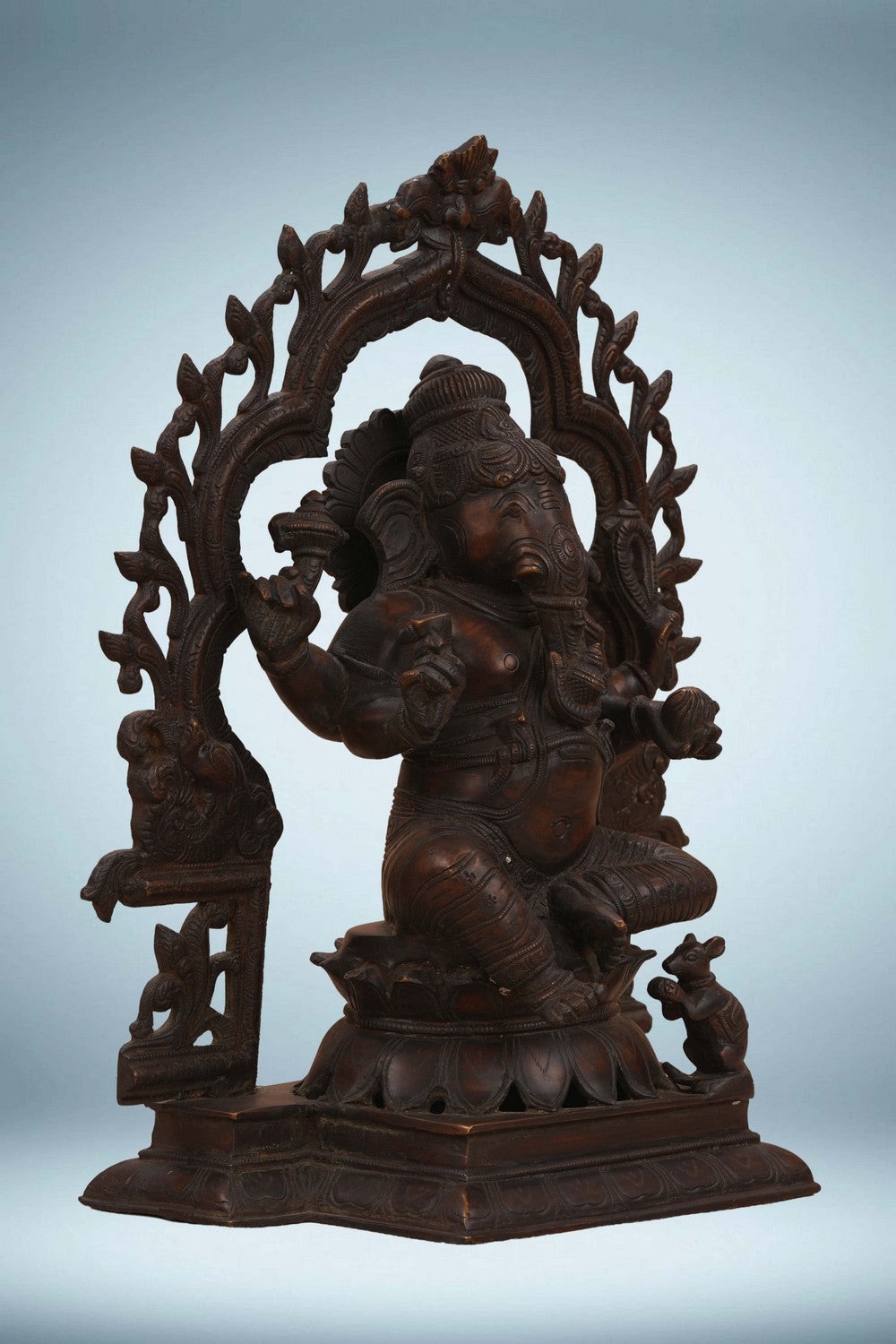 Image of Brass Lord Ganesh Idol With Temple Arch