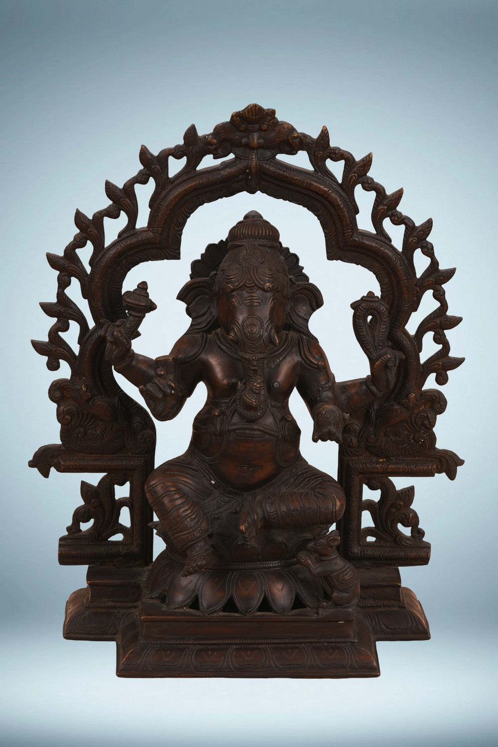 Image of Brass Lord Ganesh Idol With Temple Arch