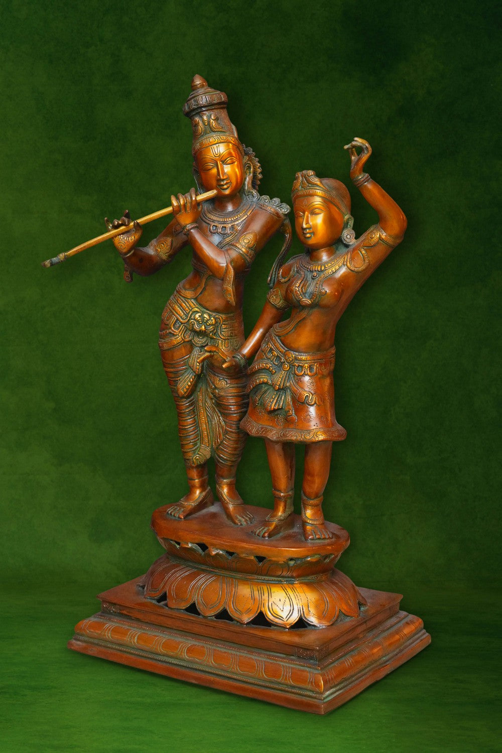 Image of Brass Goddess Radha and Lord Krishna
