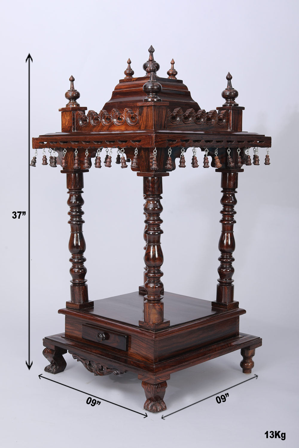 Rose Wooden Handcrafted Pooja Mandir