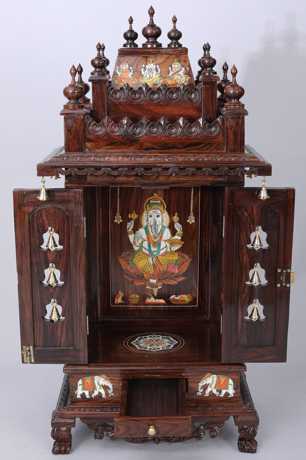 Rose Wooden Handcrafted Pooja Mandir