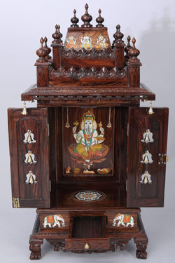 Image of Rose Wooden Handcrafted Pooja Mandir