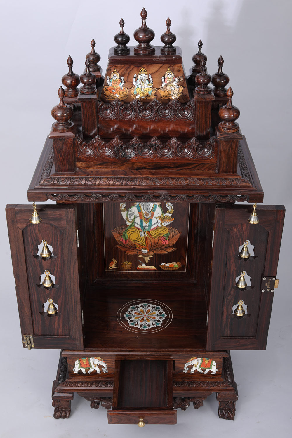 Image of Rose Wooden Handcrafted Pooja Mandir