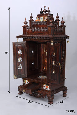 Image of Rose Wooden Handcrafted Pooja Mandir