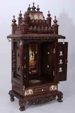 Image of Rose Wooden Handcrafted Pooja Mandir