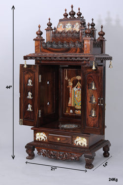 Image of Rose Wooden Handcrafted Pooja Mandir