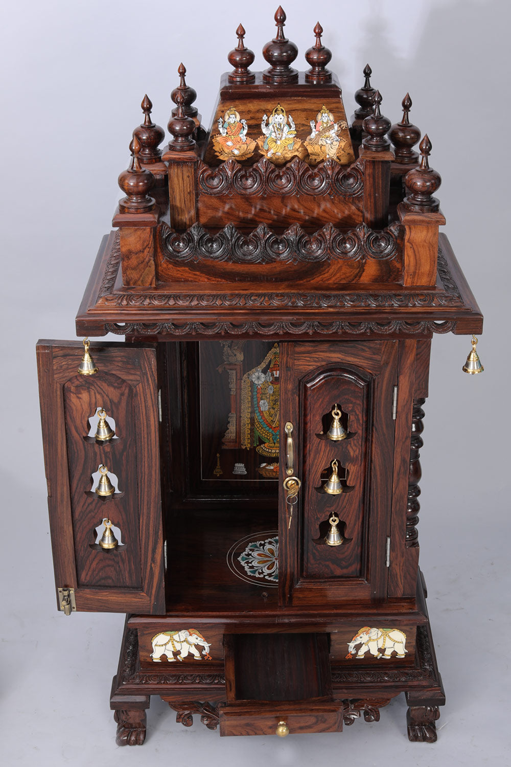 Image of Rose Wooden Handcrafted Pooja Mandir