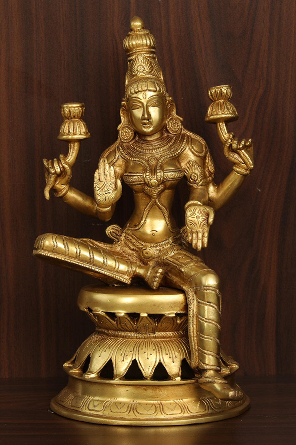 Collection of A Unique Style Handcrafted Brass Lakshmi Idol in a gallery layout