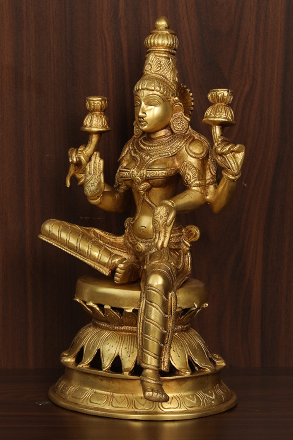 Collection of A Unique Style Handcrafted Brass Lakshmi Idol in a gallery layout