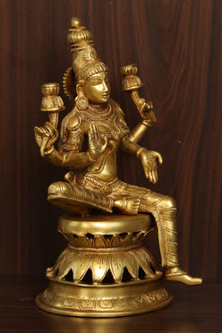 Collection of A Unique Style Handcrafted Brass Lakshmi Idol in a gallery layout