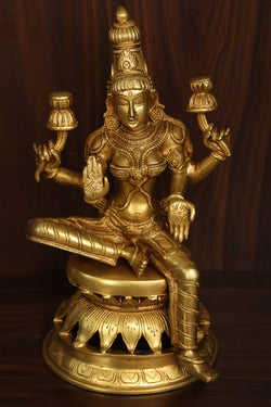 Collection of A Unique Style Handcrafted Brass Lakshmi Idol in a gallery layout