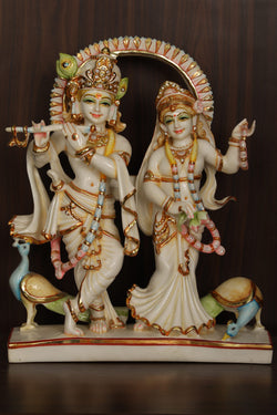 Collection of Cultured Marble Radha Krishna Statue in a gallery layout