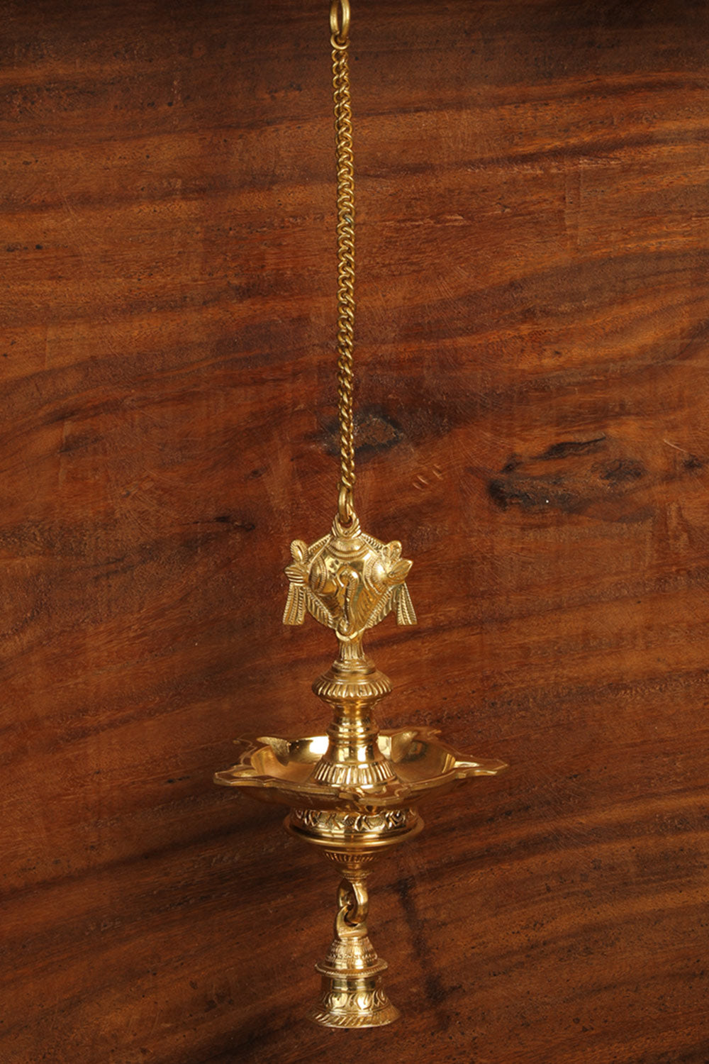 Image of Shank/Chakra Design Brass Hanging Diya