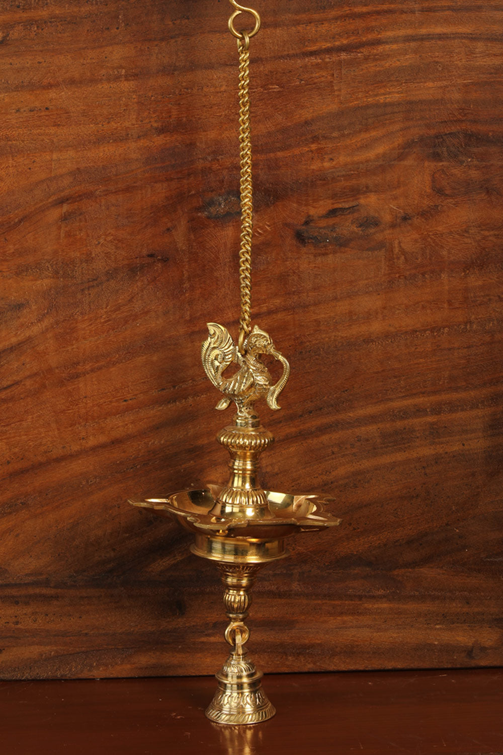 Image of Brass Mehnoor Casted Hanging Oil Lamp