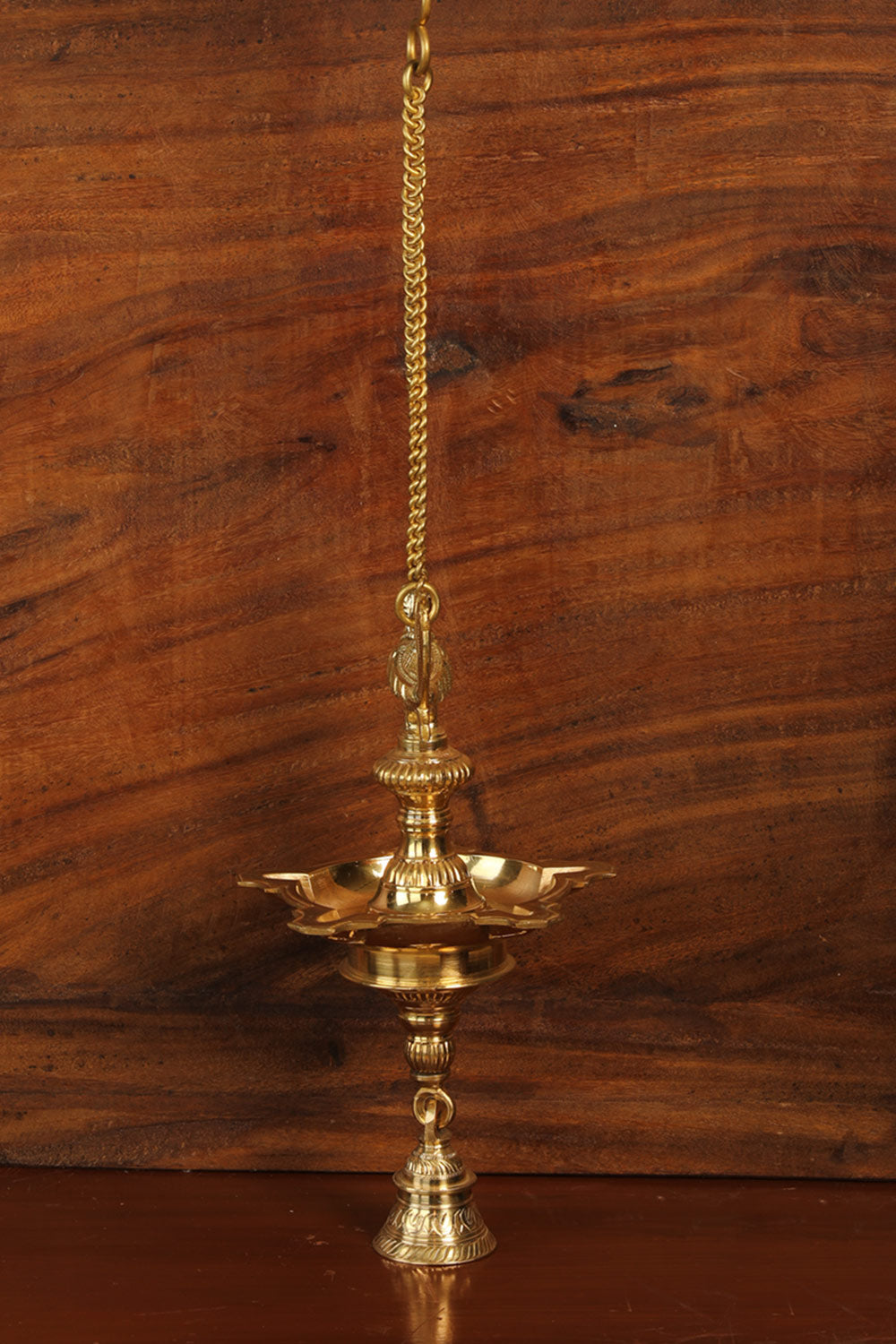 Image of Brass Mehnoor Casted Hanging Oil Lamp