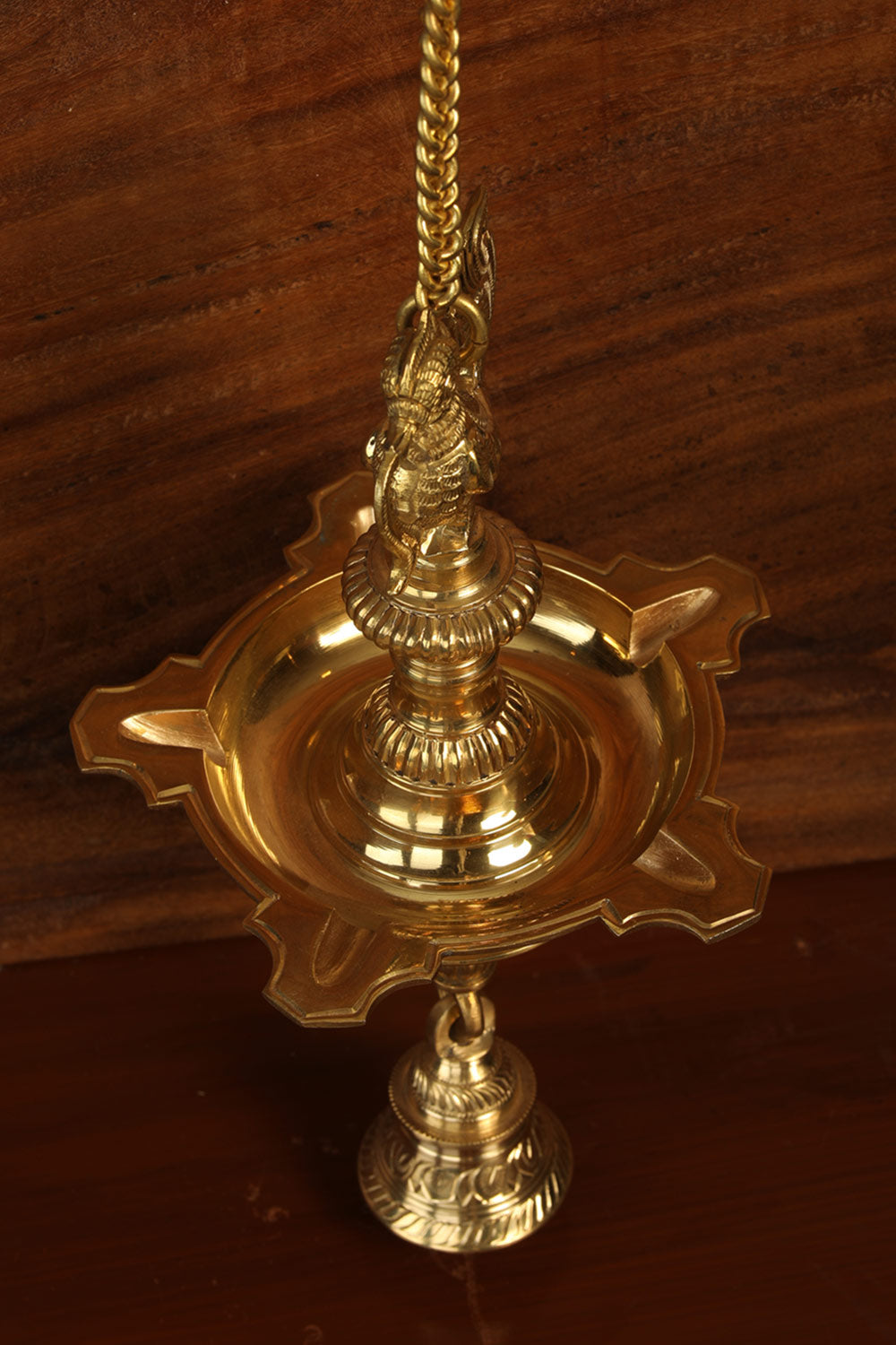 Image of Brass Mehnoor Casted Hanging Oil Lamp