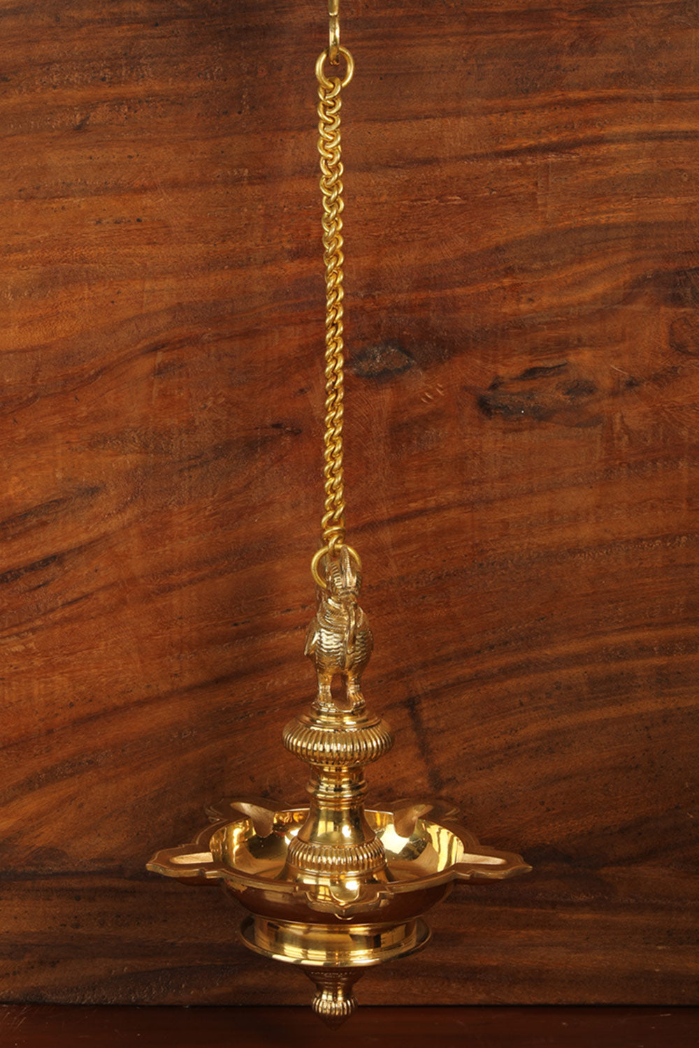 Image of Brass Mehnoor Casted Hanging Oil Lamp
