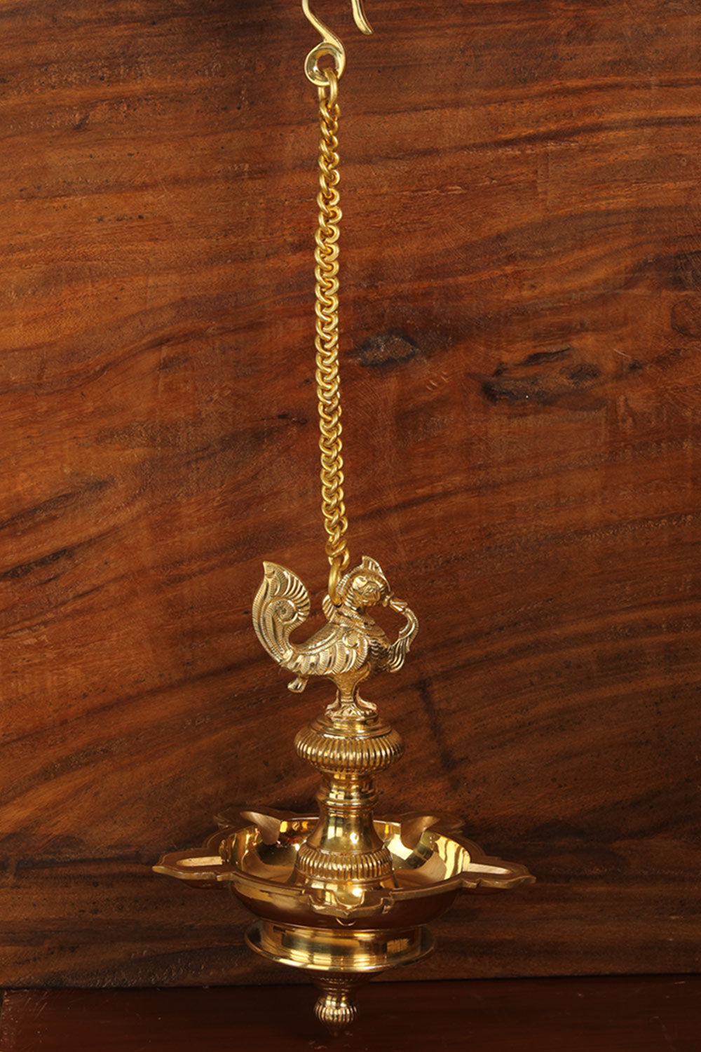Image of Brass Mehnoor Casted Hanging Oil Lamp