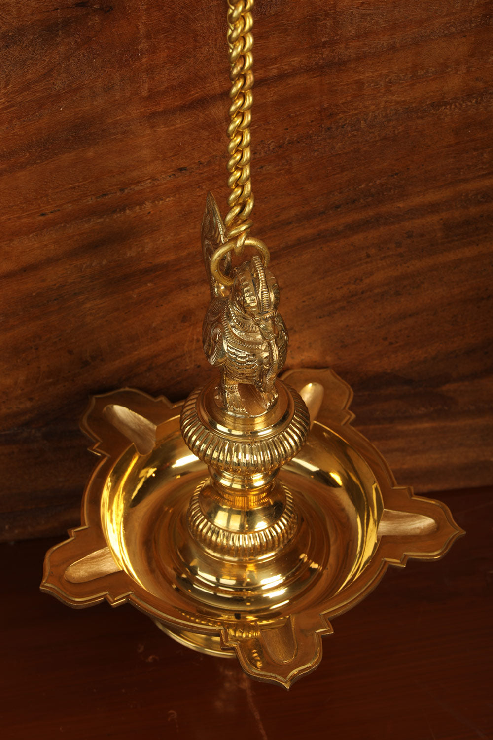 Image of Brass Mehnoor Casted Hanging Oil Lamp