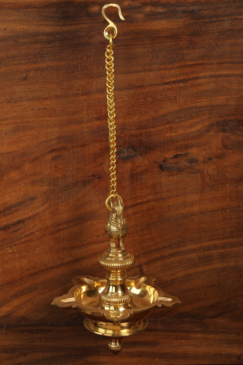 Collection of Brass Mehnoor Casted Hanging Oil Lamp in a gallery layout