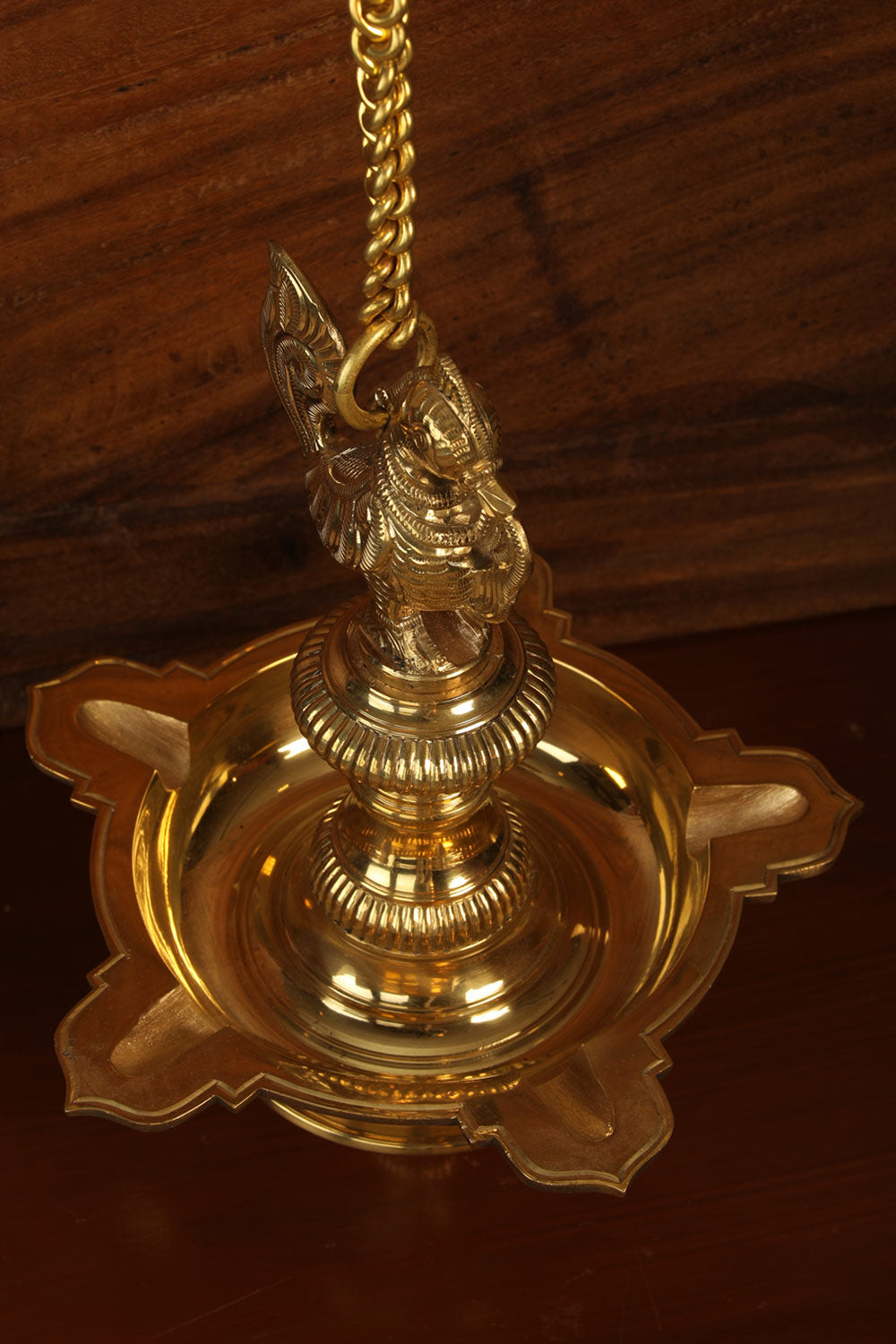 Image of Brass Mehnoor Casted Hanging Oil Lamp