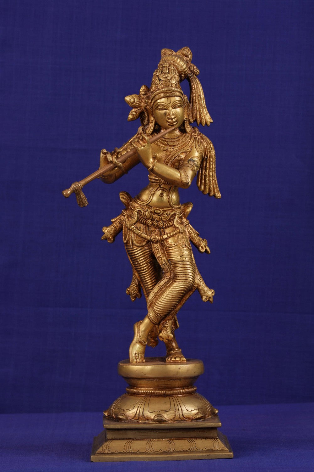 Image of Brass Krishna with flute in his hand