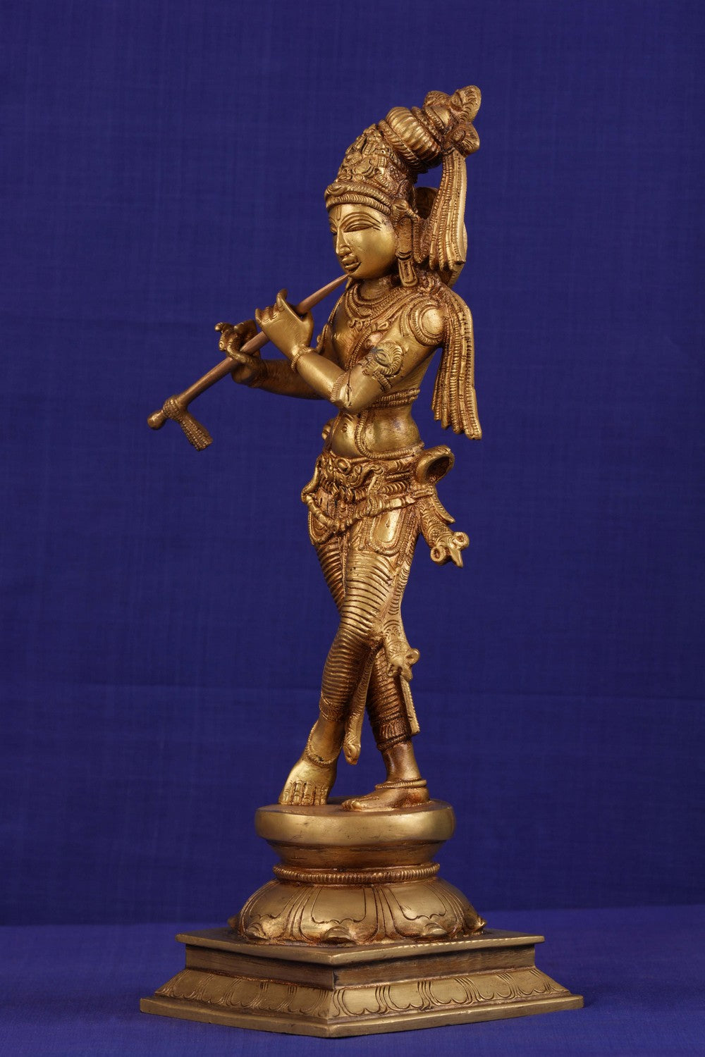 Image of Brass Krishna with flute in his hand