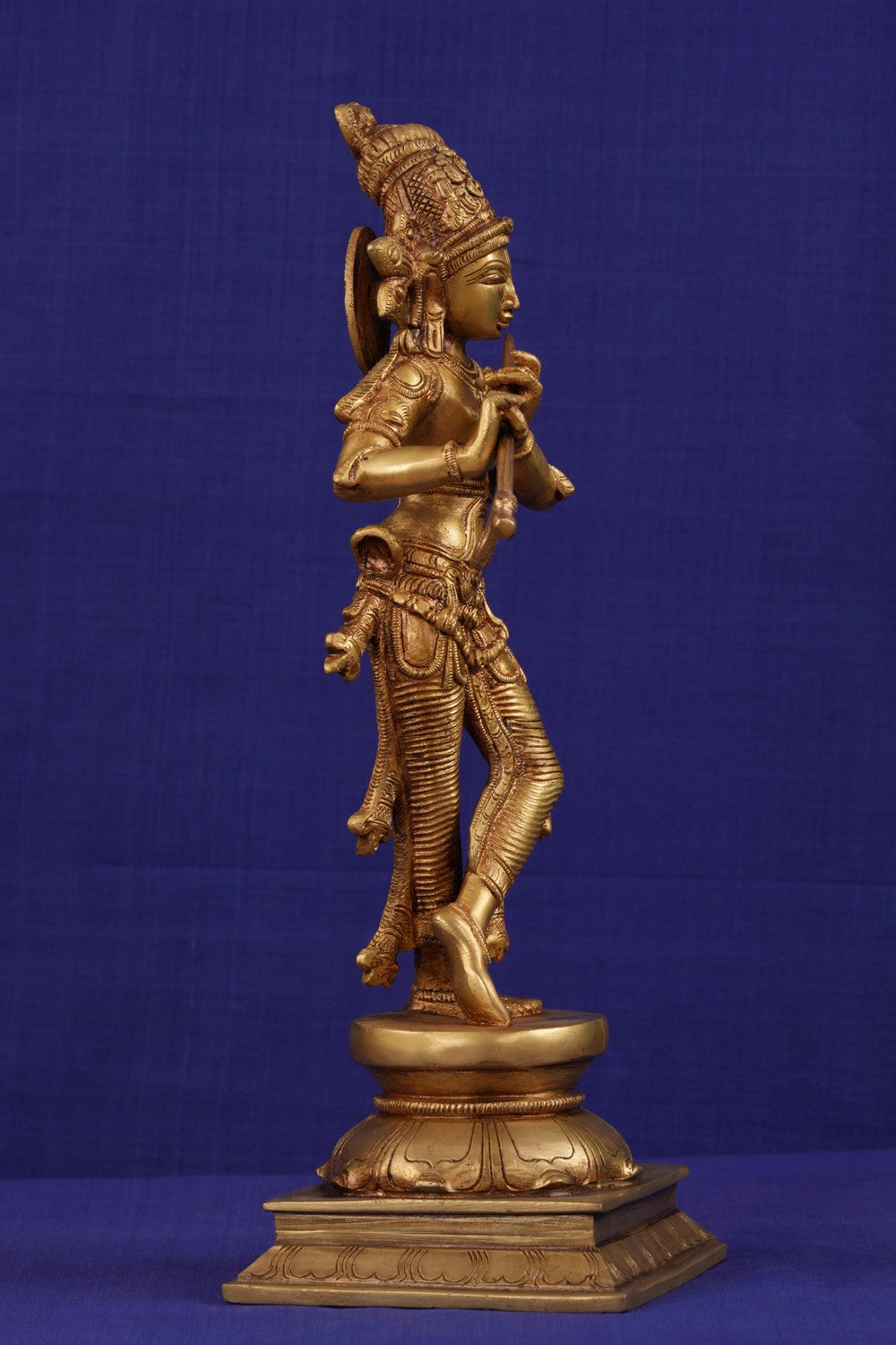 Image of Brass Krishna with flute in his hand