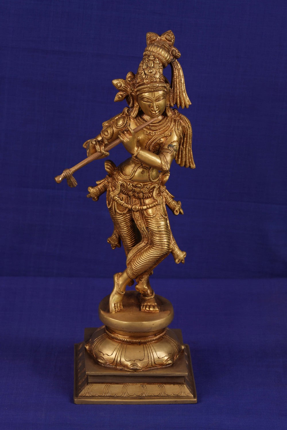 Image of Brass Krishna with flute in his hand