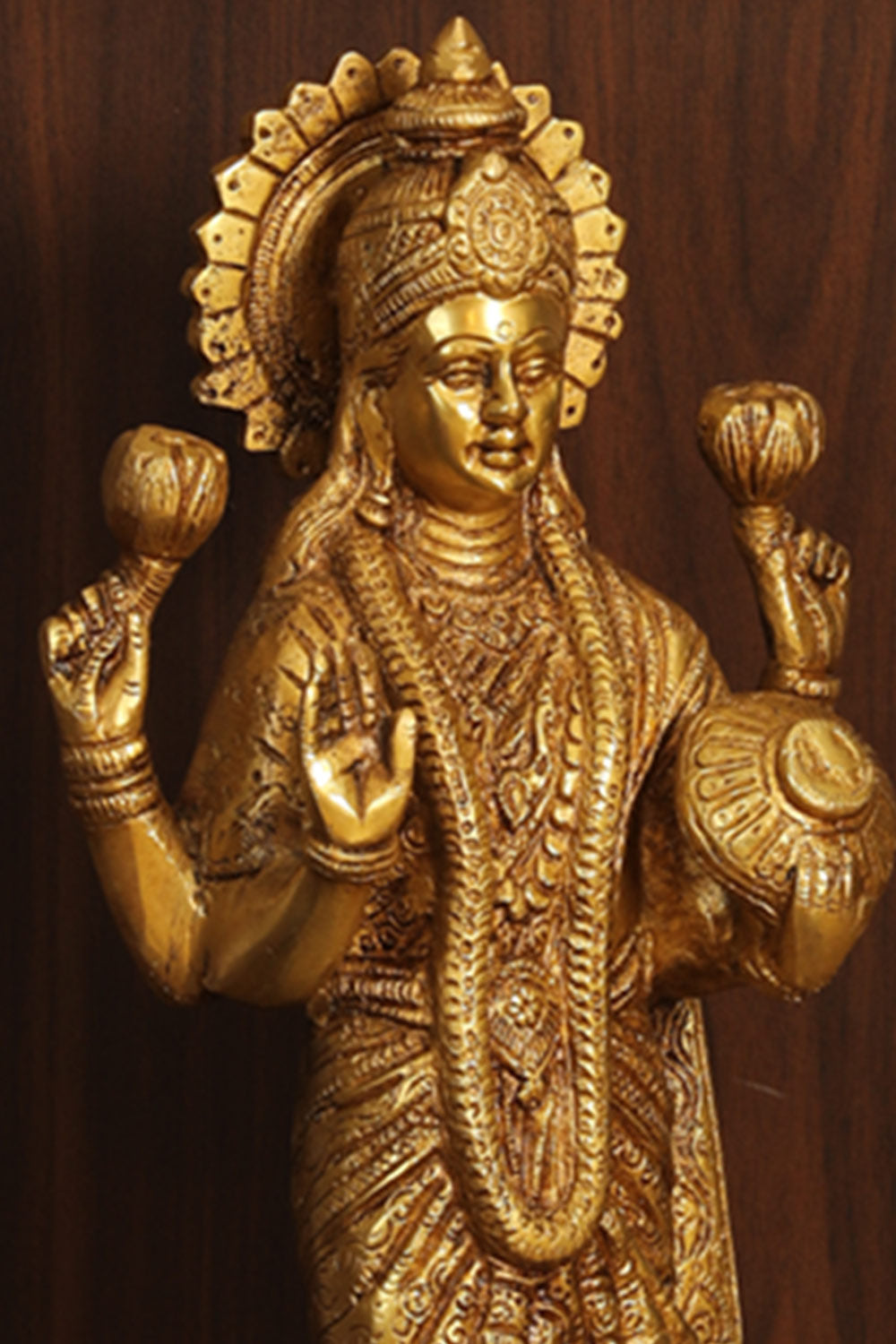 Collection of Brass Goddess Dhan Lakshmi Idol in a gallery layout