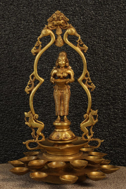 Collection of A Unique Style Handcrafted Brass Oil Lamp in a gallery layout