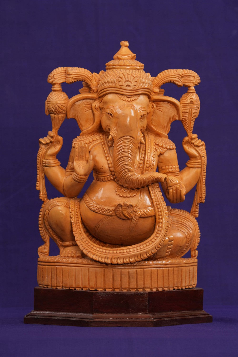 Cedar Wood Carving Sri Ganesh Statue