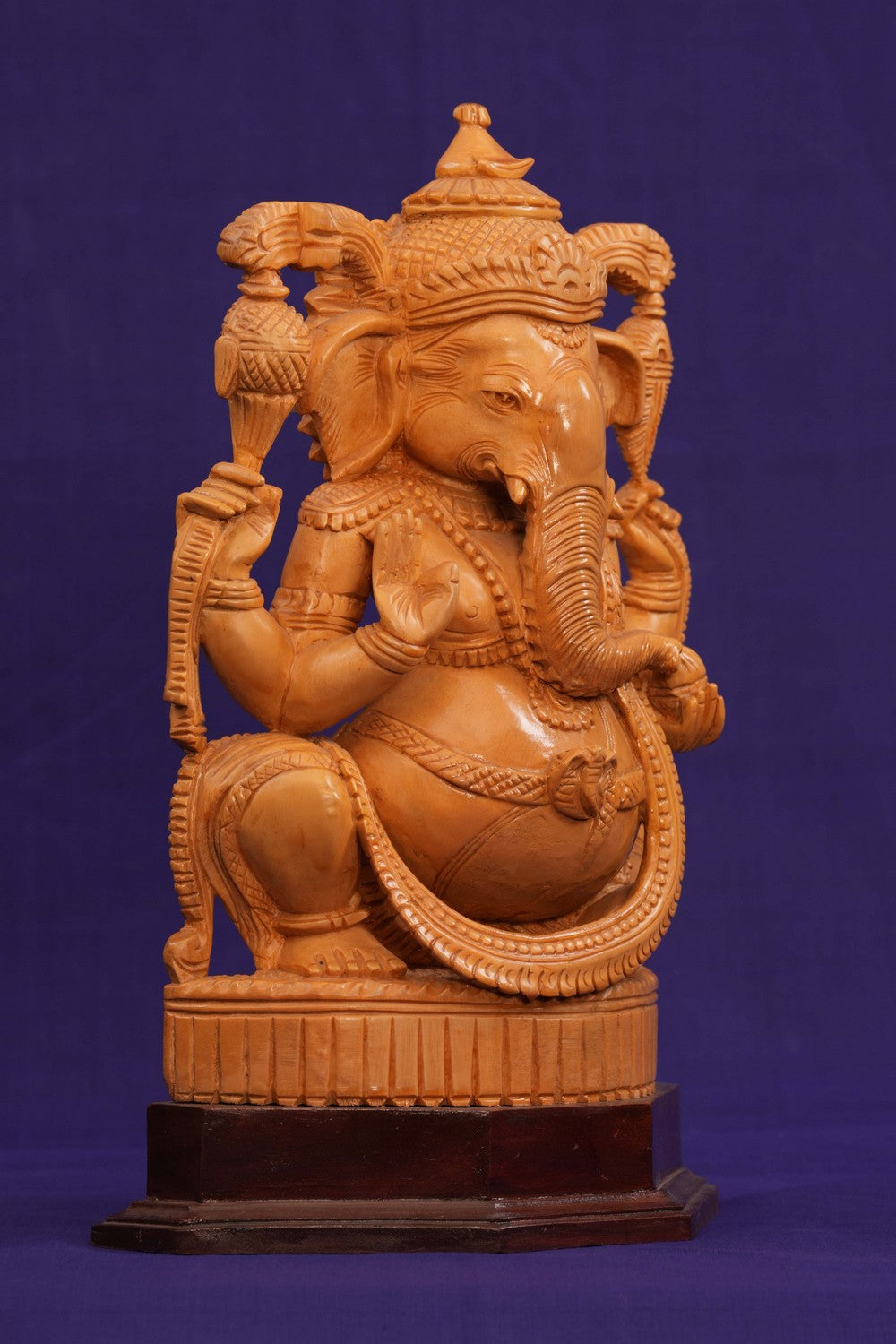 Image of Cedar Wood Carving Sri Ganesh Statue