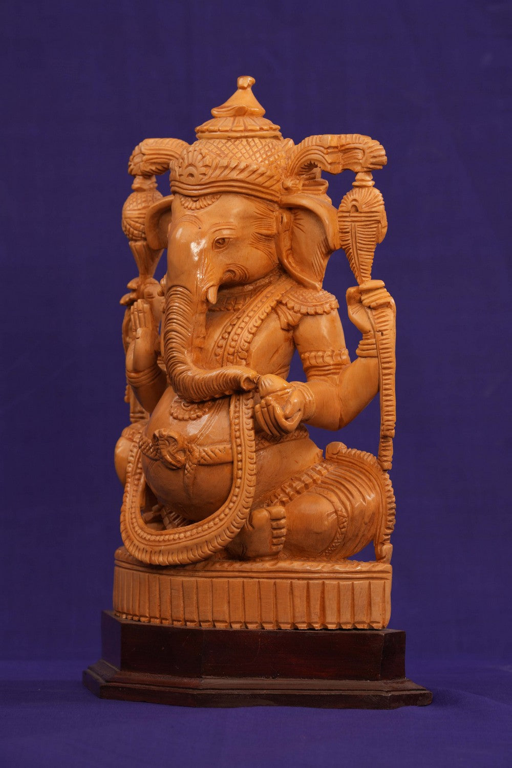Image of Cedar Wood Carving Sri Ganesh Statue