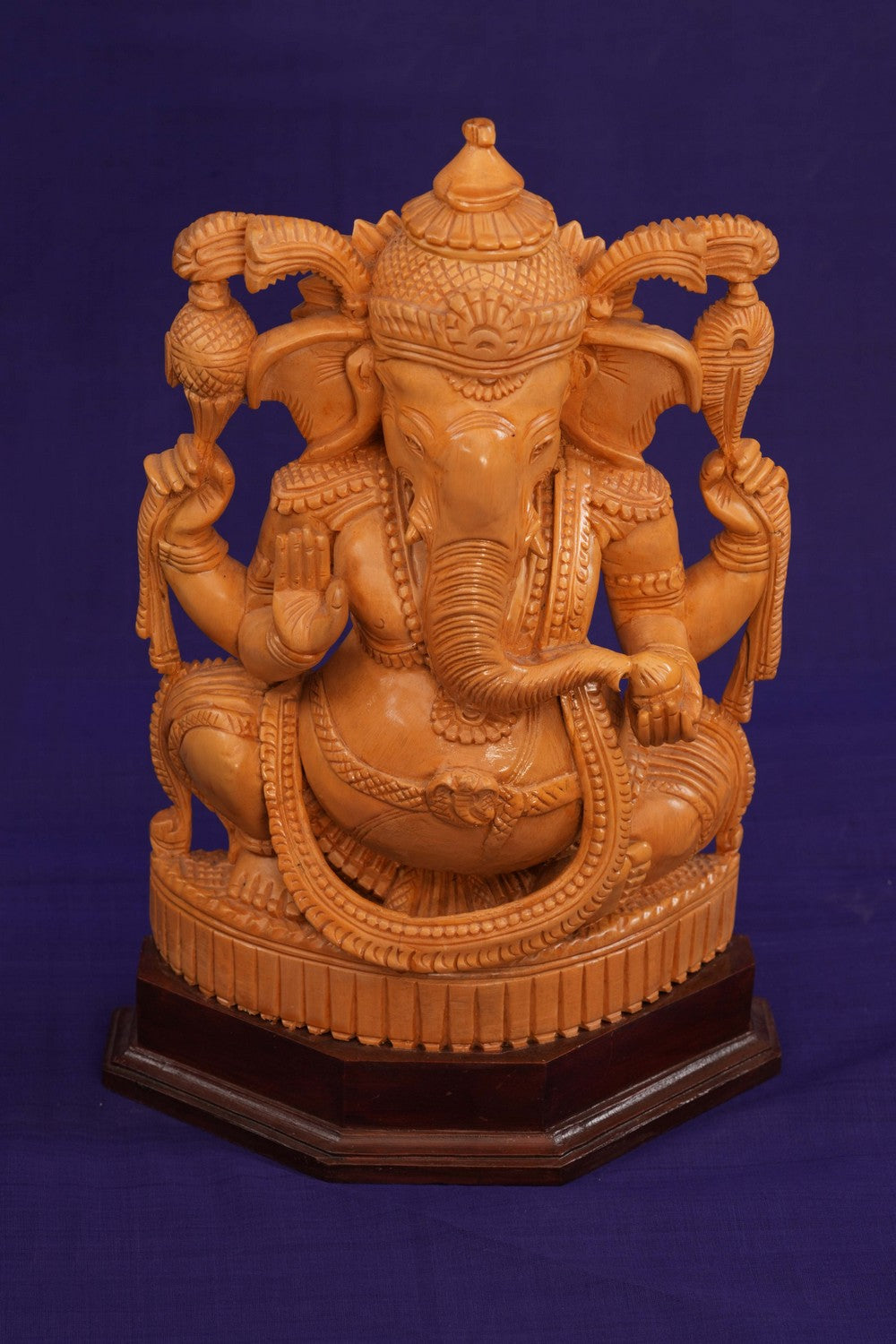 Image of Cedar Wood Carving Sri Ganesh Statue