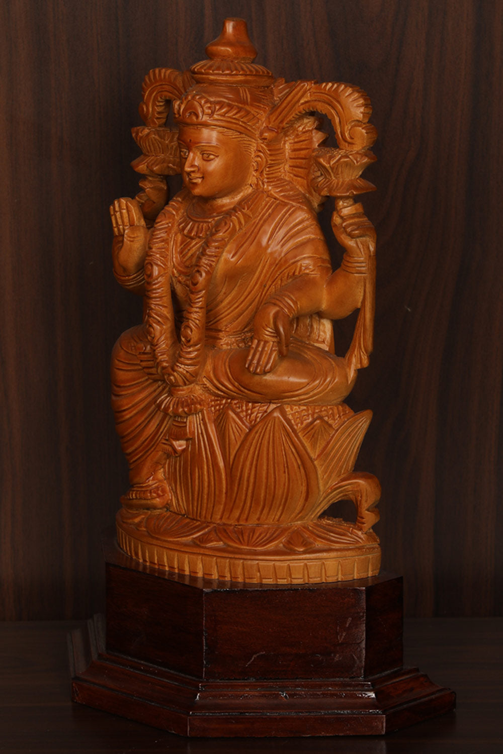 Shutters Wood Goddess Vishu Priya Lakshmi Idol