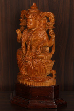 Image of Shutters Wood Goddess Vishu Priya Lakshmi Idol