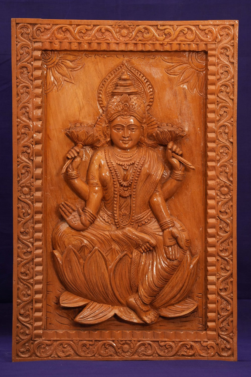 Image of Wooden Goddess Lakshmi Panel
