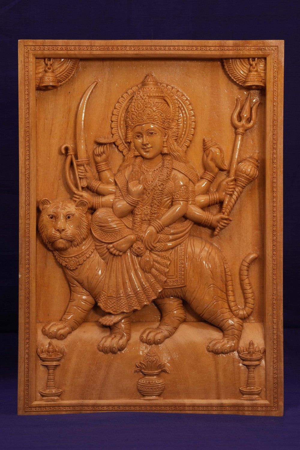 Wooden Goddess Durga Panel